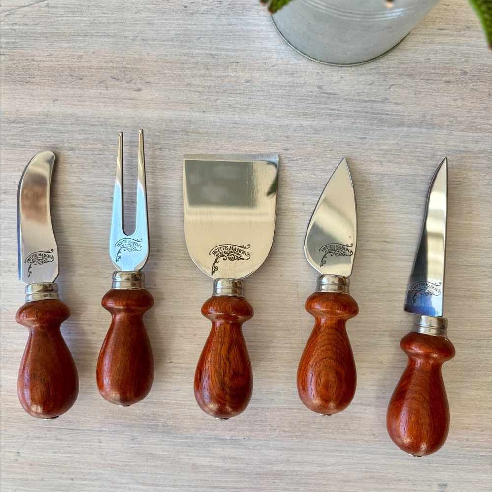 Petite Maison by Wildly Delicious 5‑Piece Cheese Knife Set with Rosewood Handles